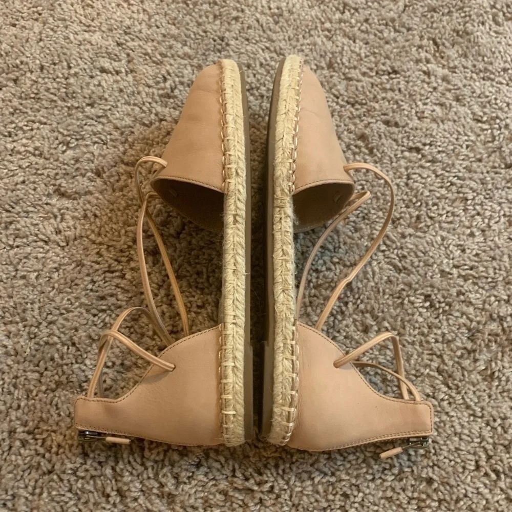 Eileen Fisher Lace Up Espadrilles Sandals Boho Casual Summer Vacation Tan 7.5